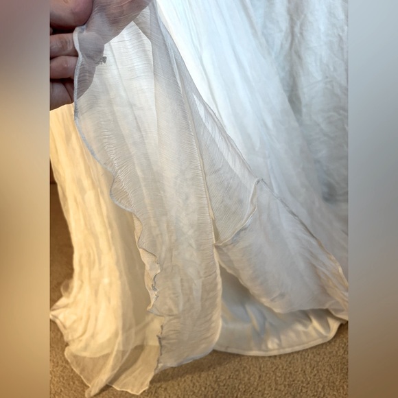 Tadashi Shoji ivory strapless size 6 100% crinkled silk chiffon formal dress - Picture 15 of 16